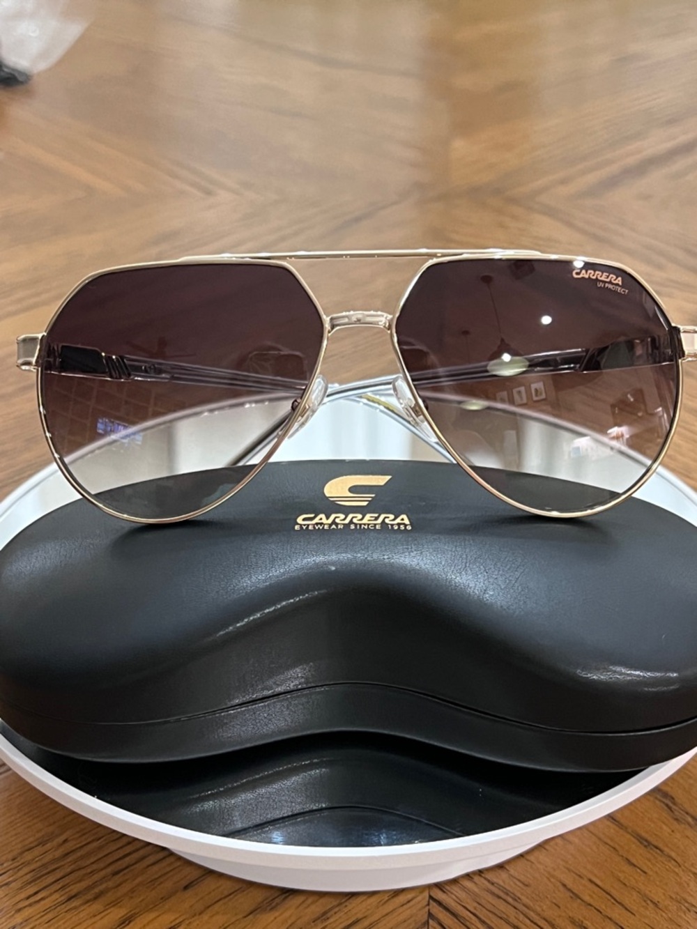 Carrera Gold Frame Sunglasses with Brown Gradient Lenses
